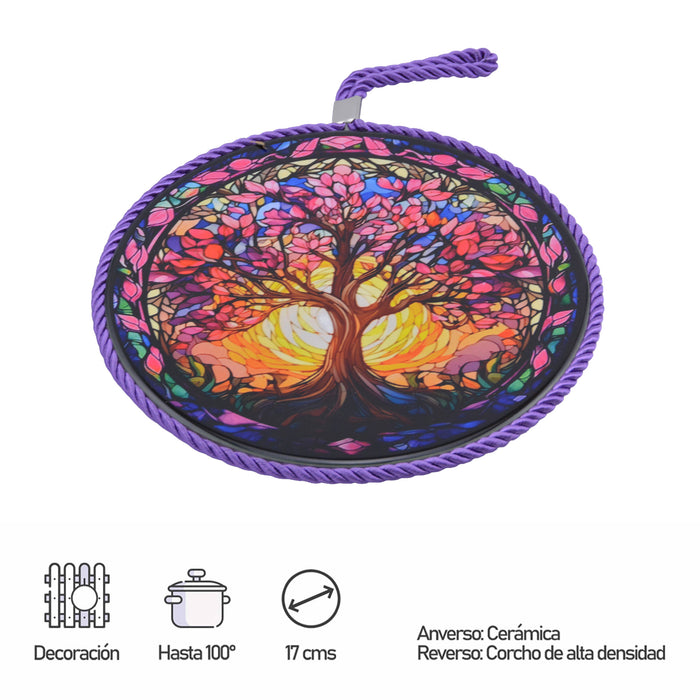 Posaolla colgante ceramica corcho arbol de la vidahilo morado 4214-3