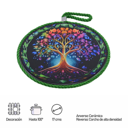 Posaolla colgante ceramica corcho arbol de la vidahilo verde 4214-1