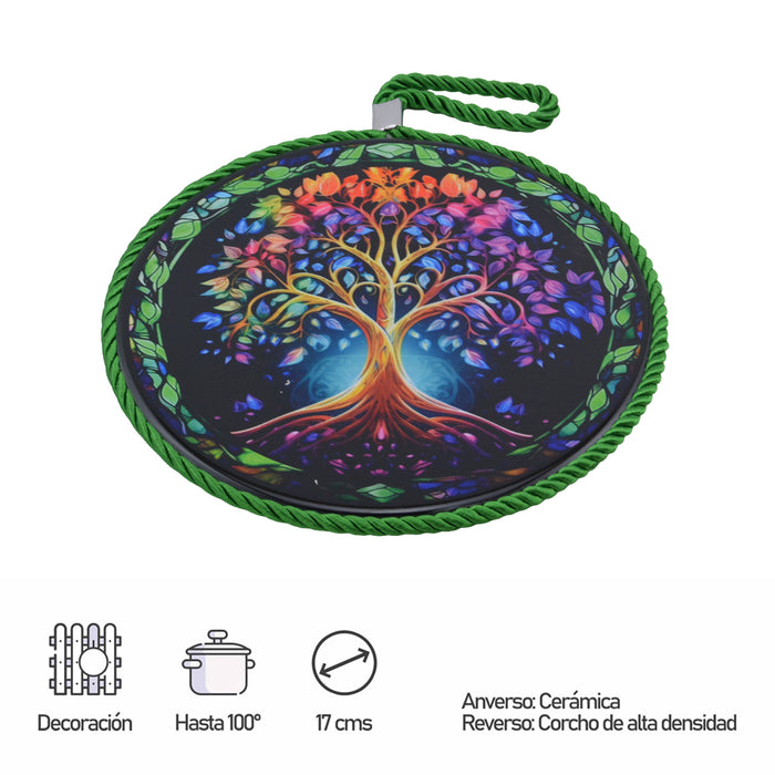 Posaolla colgante ceramica corcho arbol de la vidahilo verde 4214-1