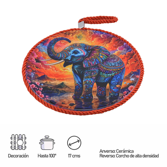 Posaolla colgante ceramica corcho elefante hilo rojo 4217-4