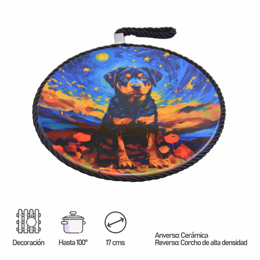 posaolla colgante ceramica corcho perro Rottweiler 4067-9