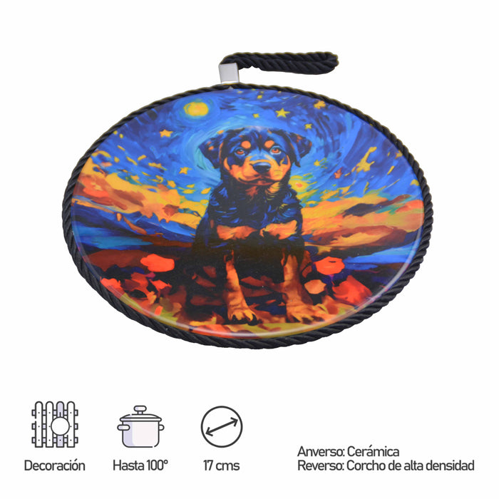 posaolla colgante ceramica corcho perro Rottweiler 4067-9