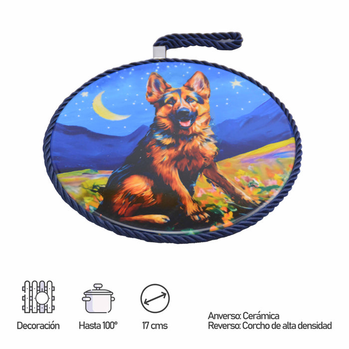 posaolla colgante ceramica corcho perro pastor aleman 4067-6