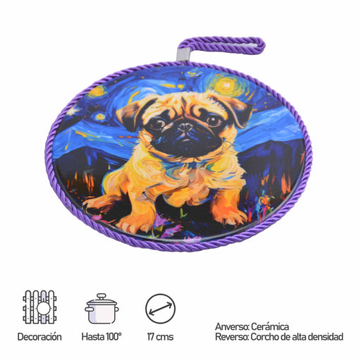 posaolla colgante ceramica corcho perro pug 4067-8