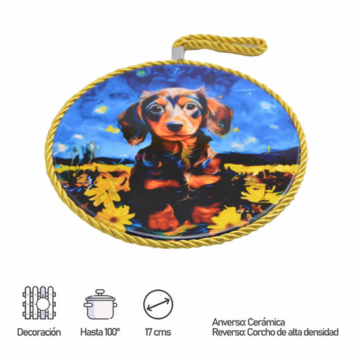 posaolla colgante ceramica corcho perro salchicha negro 4067-3