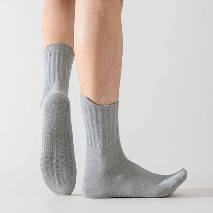 Calcetin algodon hombre yoga largo antideslizante gris oscuro 4094-2