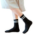 Calcetin algodon largo 2 rayas negro 5134-1