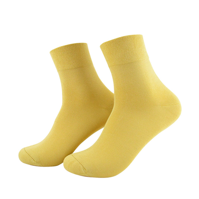 Modelo Calcetines media pierna bambu diabetico unicolor amarillo