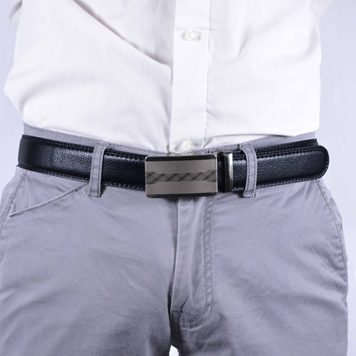 Cinturon sintetico automatico negro plateado hombre 4064-10