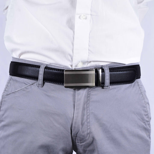 Modelo Cinturon sintetico automatico negro plateado hombre 4064-2