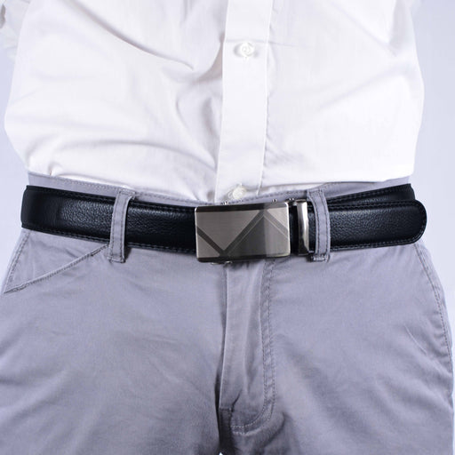Modelo Cinturon sintetico automatico negro plateado hombre 4064-5