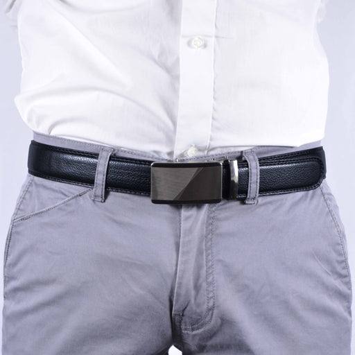 Modelo Cinturon sintetico automatico negro plateado hombre 4064-7