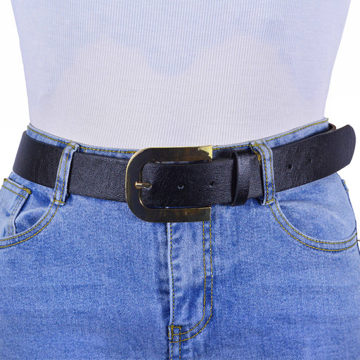 Cinturon sintetico negro dorado liso 4129-2