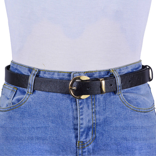 Cinturon sintetico negro dorado liso 4130-2