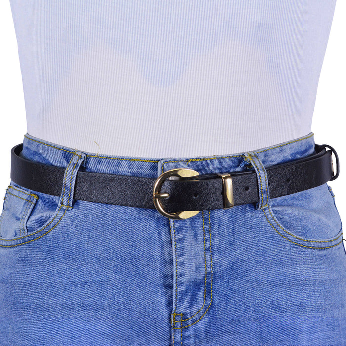 Cinturon sintetico negro dorado liso 4130-2