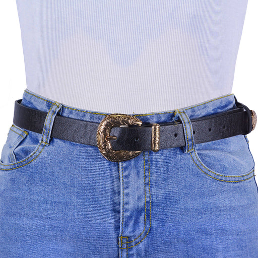 Cinturon sintetico negro dorado liso 4131-2