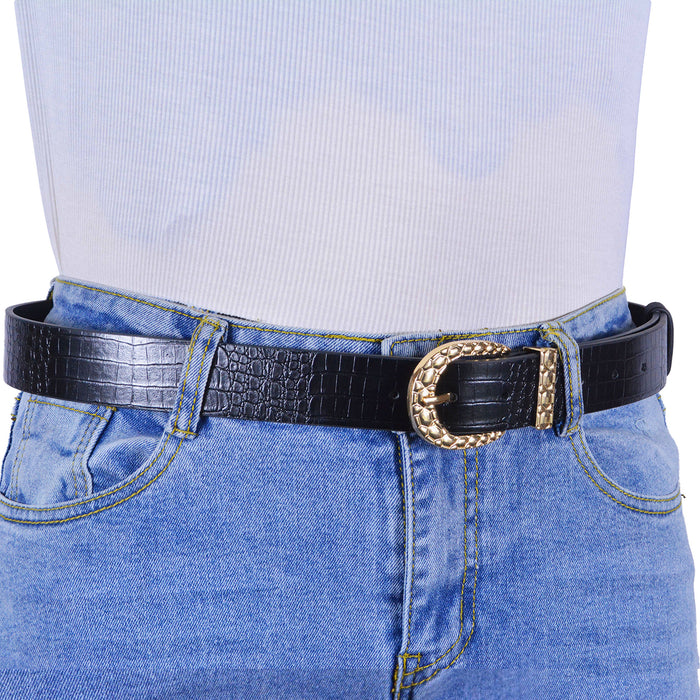 Cinturon sintetico negro dorado liso 4136-2