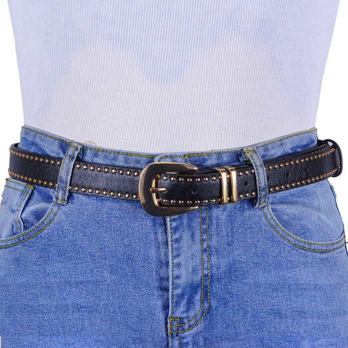 Cinturon sintetico negro dorado tachas 4134-2