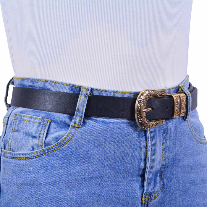 Cinturon sintetico negro hebilla dorada 4073-2