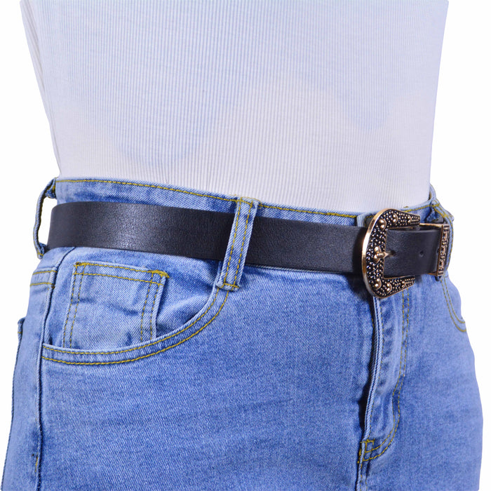 Cinturon sintetico negro hebilla dorada 4074-2