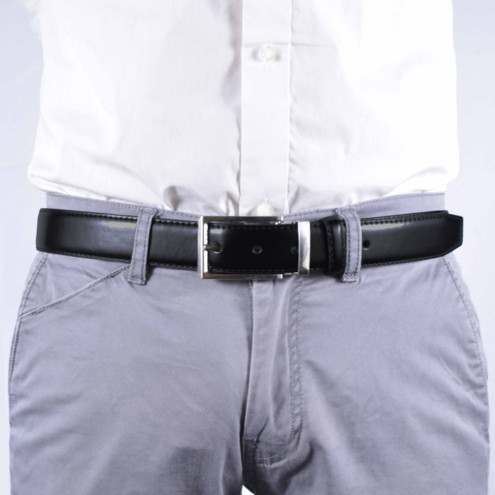 Cinturon sintetico negro hombre reversible 4060