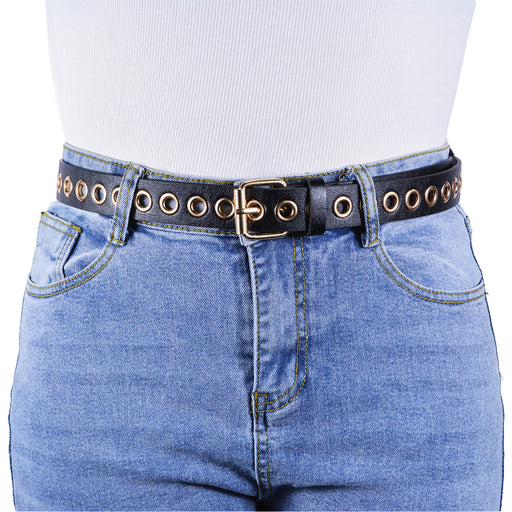 Cinturon tachas negro metal 
dorado 4234-2