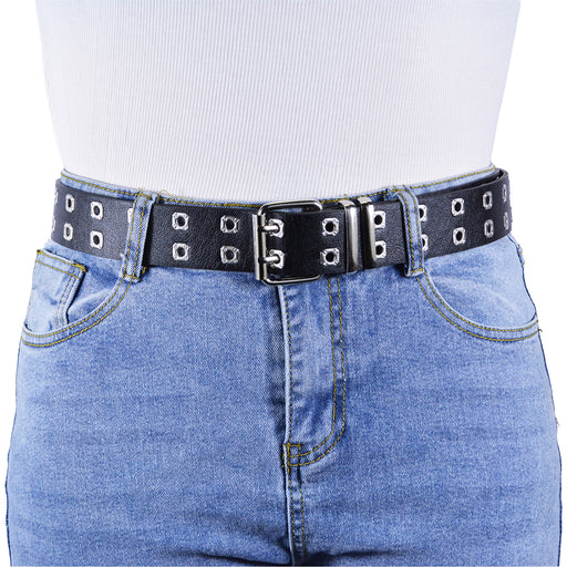 Cinturon tachas negro metal 
plateado 4232