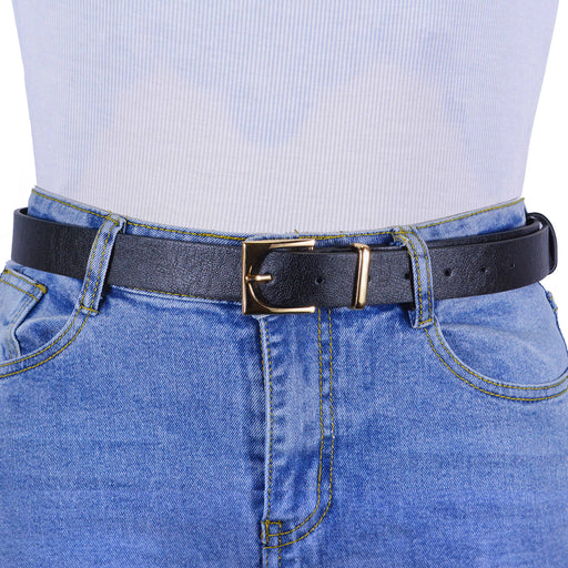 Cinturon tachas negro sintetico negro dorado liso 4126-3