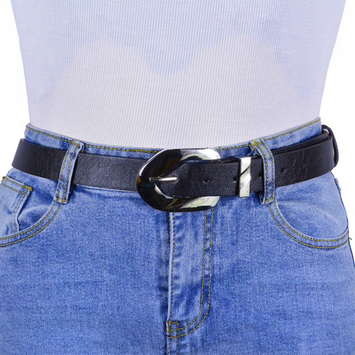 Cinturon tachas negro sintetico negro plateado liso 4127-1