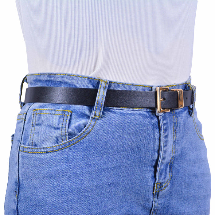 cinturon sintetico liso negro metal Dorado 4079-2