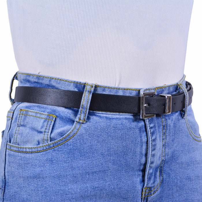 cinturon sintetico liso negro metal Plateado 4079-1