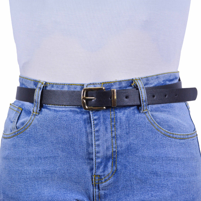 cinturon sintetico liso negro metal dorado 4083-2
