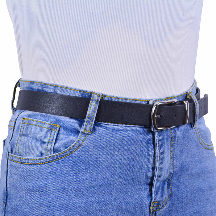 cinturon sintetico liso negro metal plateado 4081-1