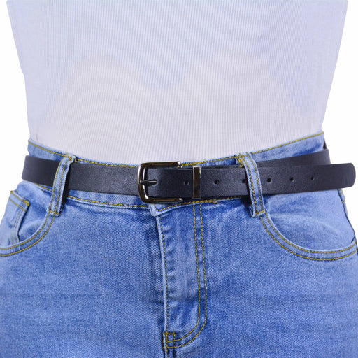 cinturon sintetico liso negro metal plateado 4083-1