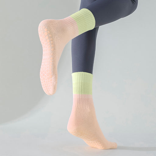 Calcetines yoga antideslizante largo colores naranjo 4122-3