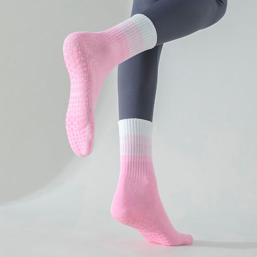 Calcetines yoga antideslizante largo colores rosado 4122-2