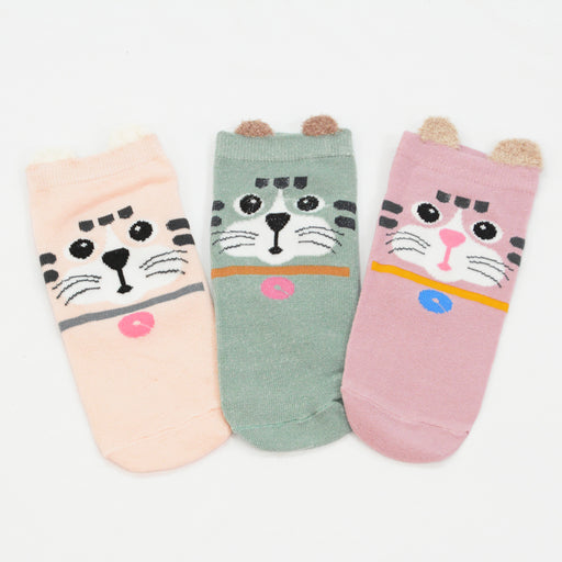 Pack 3 calcetines cortos gatos colores