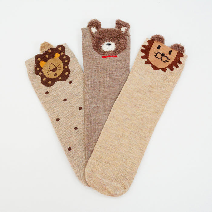 Pack 3 calcetines media pierna animales leon oso 1850