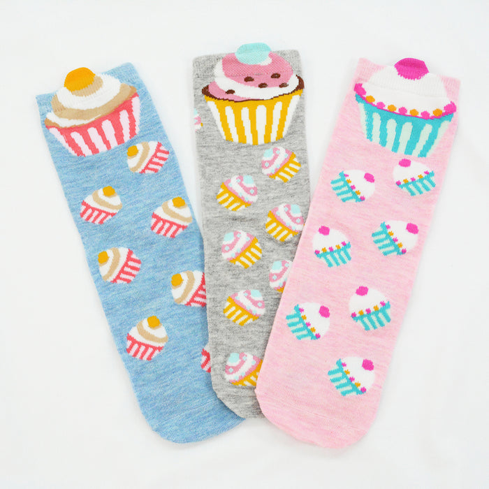Pack 3 calcetines media pierna cupcakes dulces 1862
