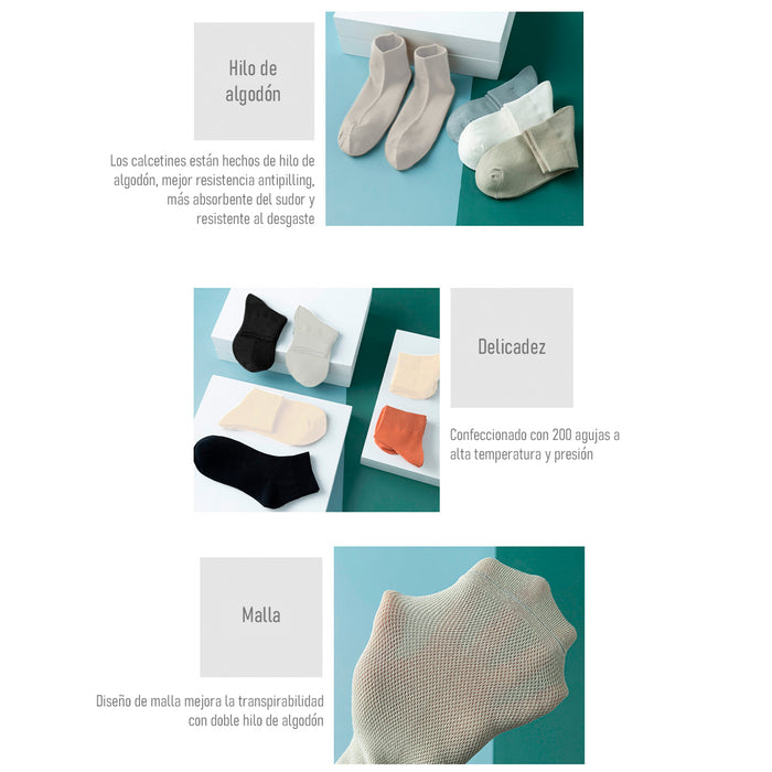 Pack 6 calcetines media pierna malla delgada 3935