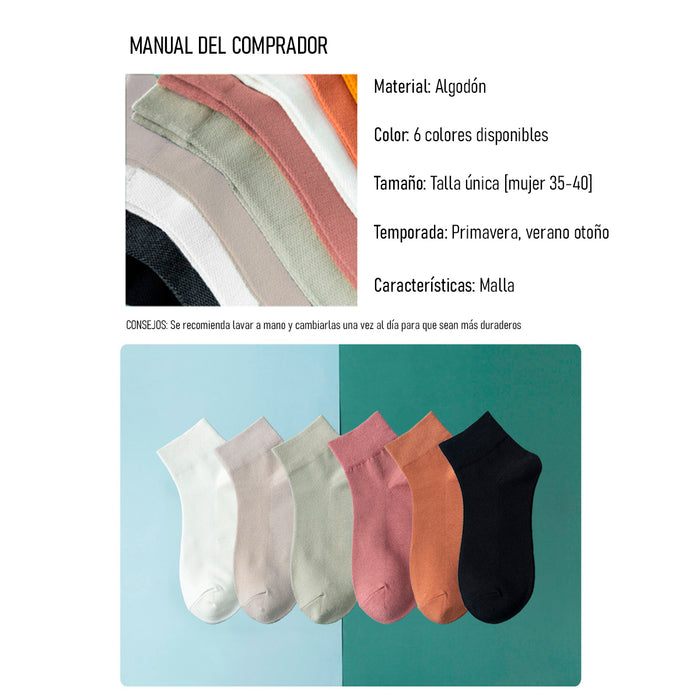 Pack 6 calcetines media pierna malla delgada 3935