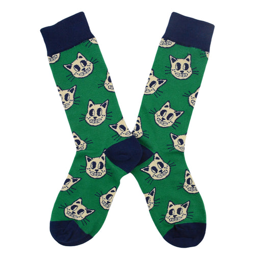 Portada calcetines algodon verde gato blanco cara 212
