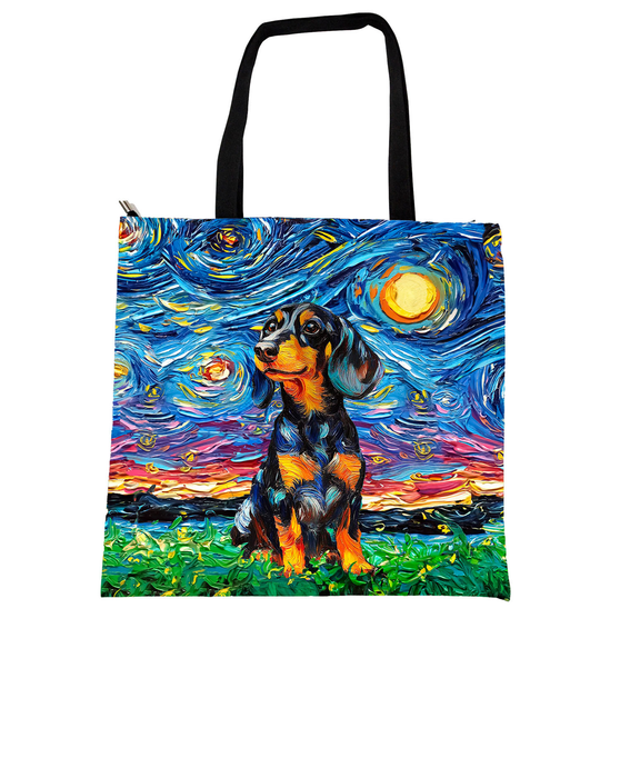 Bolso chico lona cierre van gogh pintura salchicha negro 4084-3