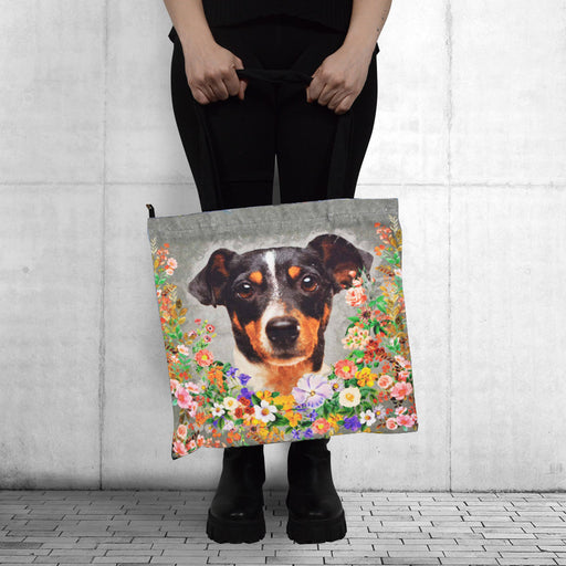 Bolso chico lona floral gris fox terrier 3900