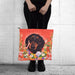 Bolso chico lona floral rojo salchicha negro 3905