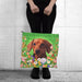 Bolso chico lona floral verde salchicha cafe 3904