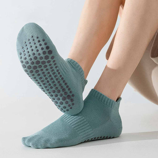 Calcetin algodon corto yoga hombre verde 4090-3
