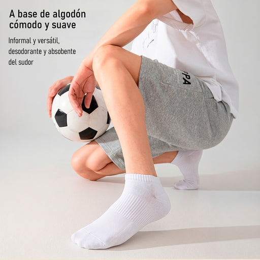 Calcetin algodon deportivo absorbente corto blanco 5137-2
