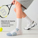 Calcetin algodon deportivo absorbente largo blanco rayas grises 5136-2