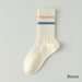 Calcetin algodon largo 2 rayas blanco 4093-2